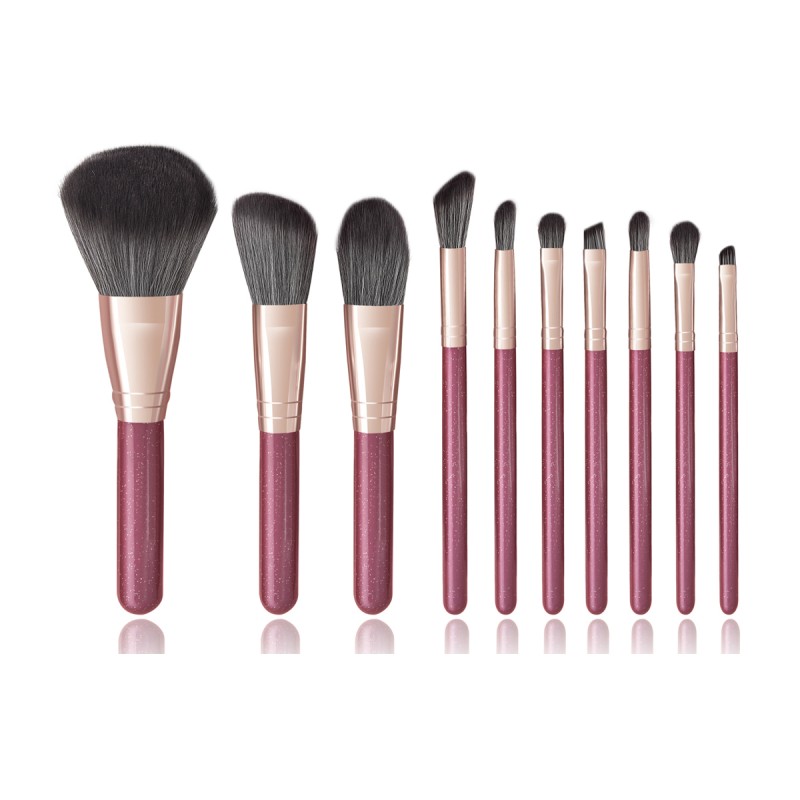 Wooden Makeup Brush Set Factory - 10pcs Professional Own Brand Custom Multi-functional