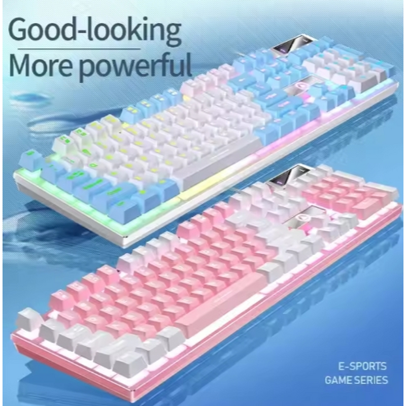 Gaming Keyboard Manufacturer - 104 Keys Wired Color Matching Backlit Mechanical Feel Computer E-sports Peripherals for Desktop