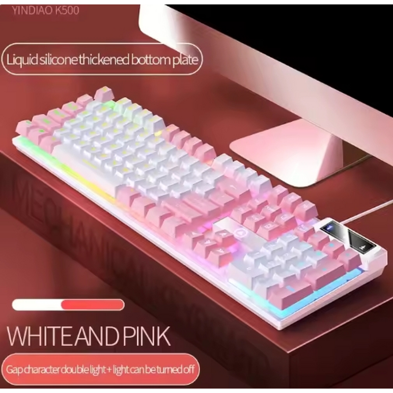 Gaming Keyboard Manufacturer - 104 Keys Wired Color Matching Backlit Mechanical Feel Computer E-sports Peripherals for Desktop