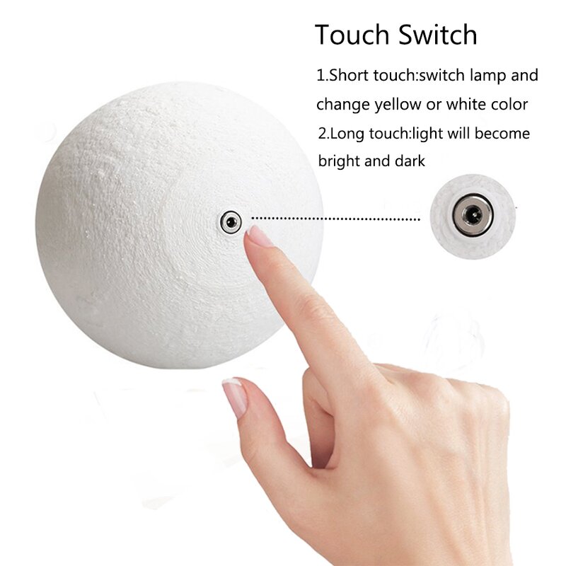 LED Night Light Manufacturer - 2025 3D Print Moon Lamp Rechargeable Warm Cold Light 400mAh Battery 3-6h Home Bedroom Decoration