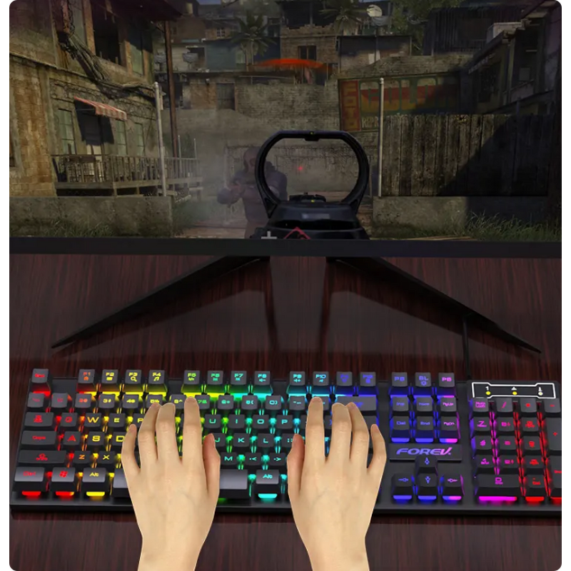 Gaming Keyboard Manufacturer - 104-Key Wired RGB Backlit Mechanic Feel Color Matching for PC Compatible Desktop Laptop Esports