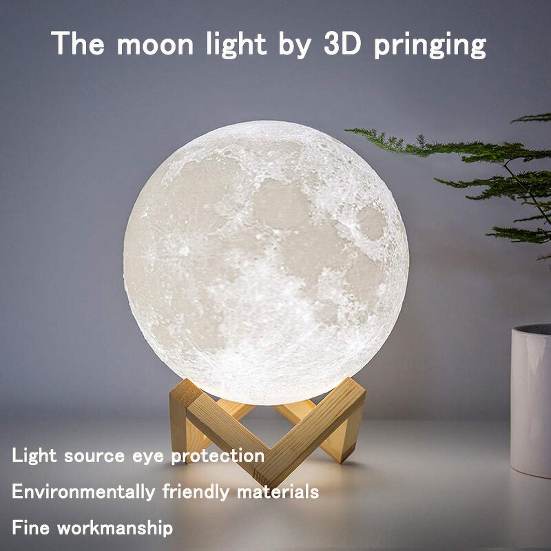 LED Night Light Manufacturer - 2025 3D Print Moon Lamp Rechargeable Warm Cold Light 400mAh Battery 3-6h Home Bedroom Decoration