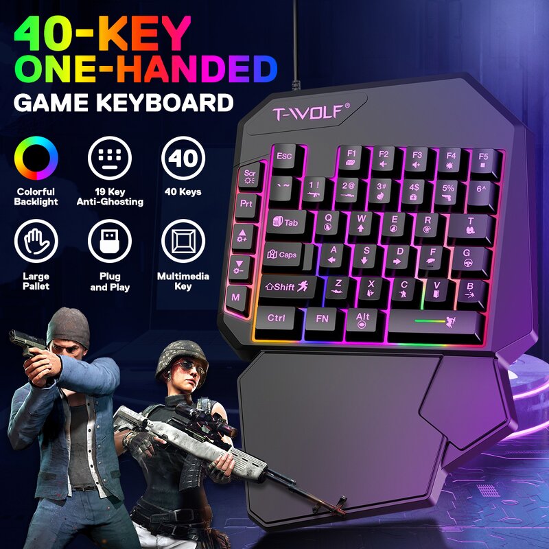 Gaming Wired Keyboard Manufacturer - 2025 New Product TWOLF TF900 Mechanical Single Keyboard and Mouse with Converter for Phone