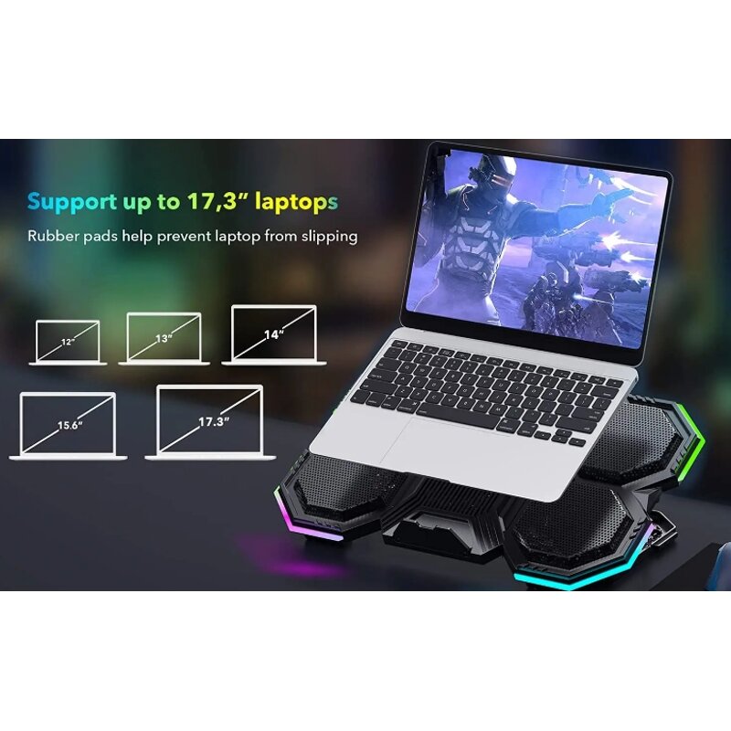 Notebook Cooler Manufacturer - Dropshipping Ergonomic 6 Fans Comfort Gaming Laptop Cooling Pad with Phone Holder