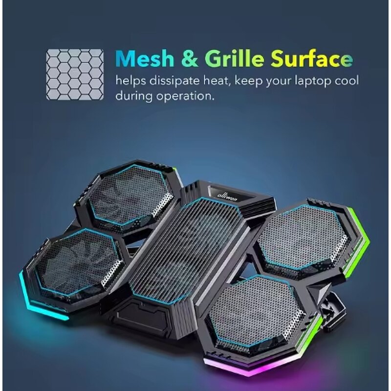 Notebook Cooler Manufacturer - Dropshipping Ergonomic 6 Fans Comfort Gaming Laptop Cooling Pad with Phone Holder
