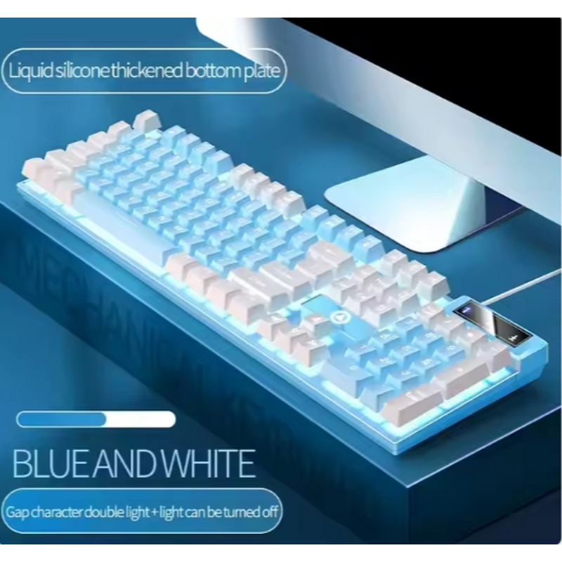 Gaming Keyboard Manufacturer - 104 Keys Wired Color Matching Backlit Mechanical Feel Computer E-sports Peripherals for Desktop