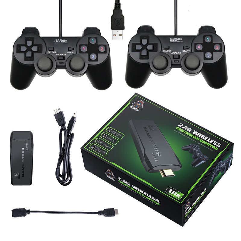 Video Game Console Manufacturer - M8 Family TV 64G with 2 Wireless Controllers 4K HD 20000 Built-in Games Supports FC GB GBC MD