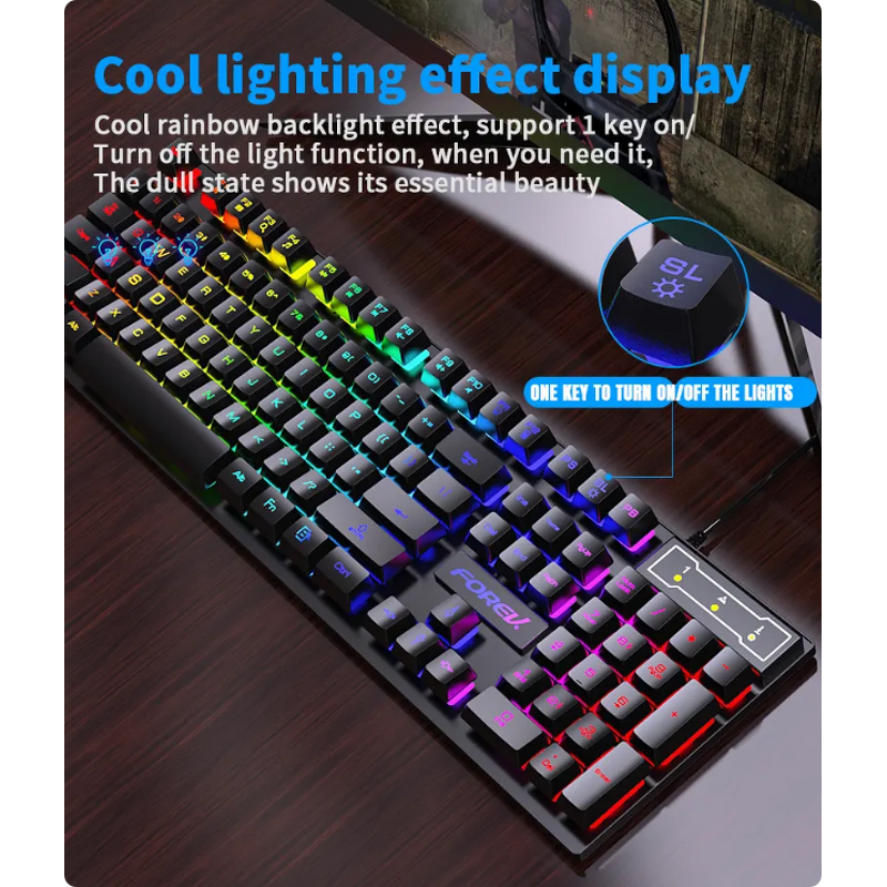 Gaming Keyboard Manufacturer - 104 Keys Wired Color Matching Backlit Mechanical Feel Computer E-sports Peripherals for Desktop