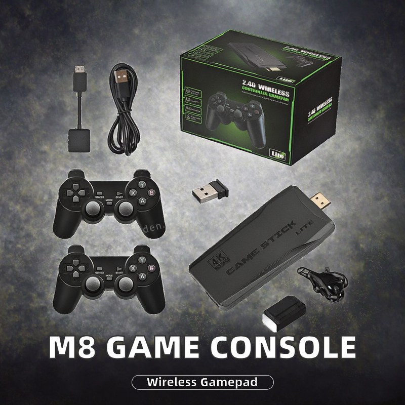 Video Game Console Manufacturer - M8 Family TV 64G with 2 Wireless Controllers 4K HD 20000 Built-in Games Supports FC GB GBC MD