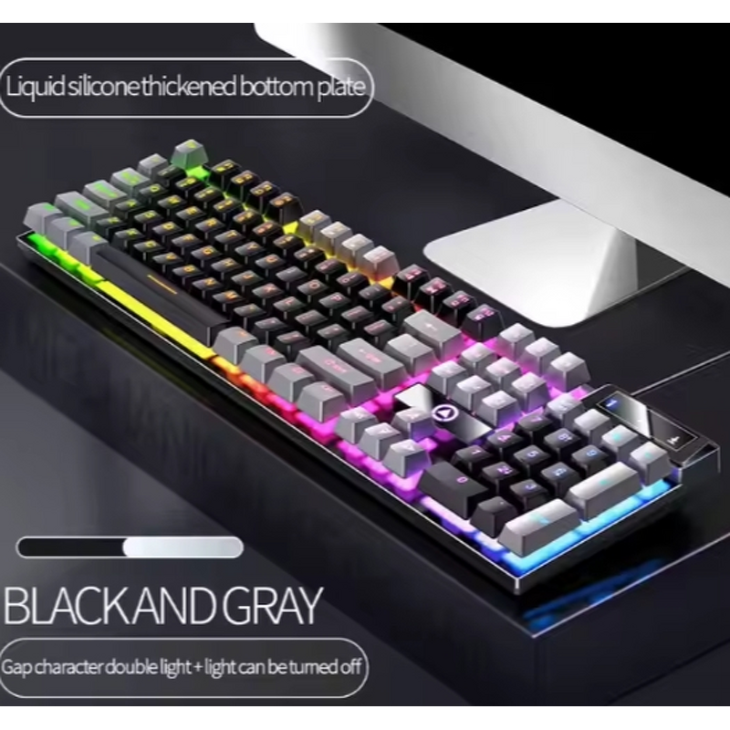 Gaming Keyboard Manufacturer - 104 Keys Wired Color Matching Backlit Mechanical Feel Computer E-sports Peripherals for Desktop