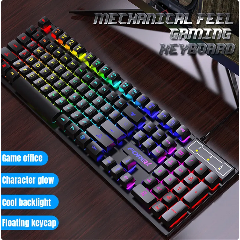 Gaming Keyboard Manufacturer - 104-Key Wired RGB Backlit Mechanic Feel Color Matching for PC Compatible Desktop Laptop Esports