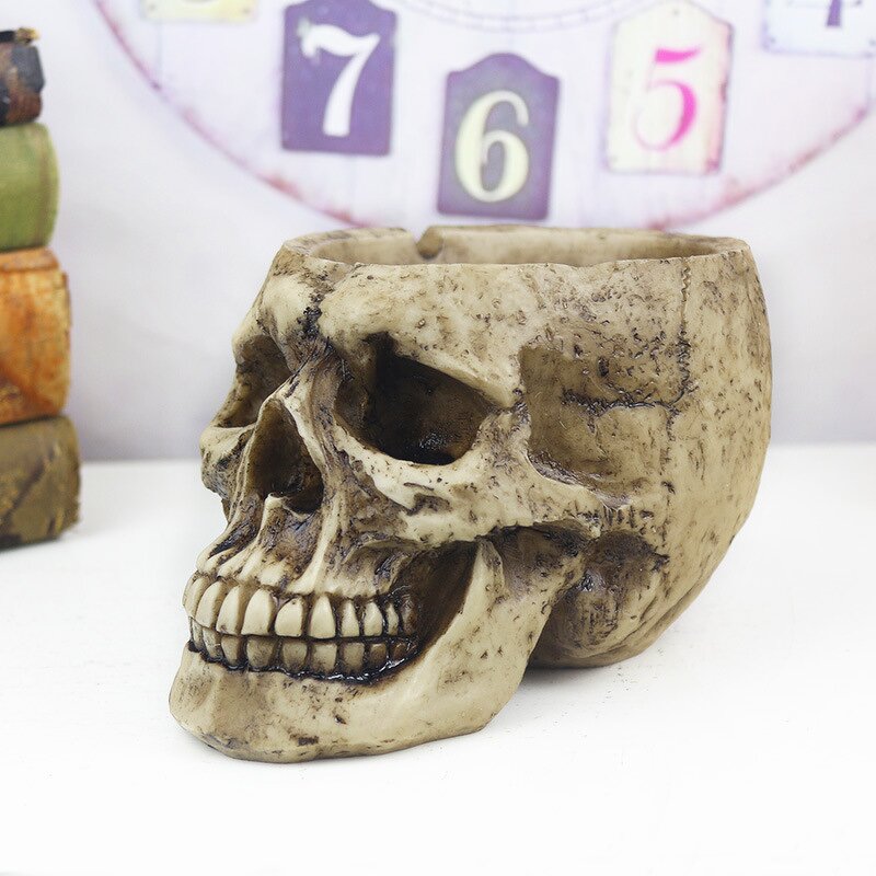 Ashtray Manufacturer - Halloween Ghost Resin Flower Pot Collectible Human Skeleton Statue Buddhist Religious Style