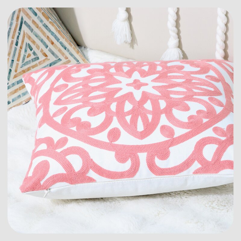 Sofa Pillowcase Manufacturer - Geometric Embroidery Simple and Luxurious Headboard Cushion Living Room Waist Protection