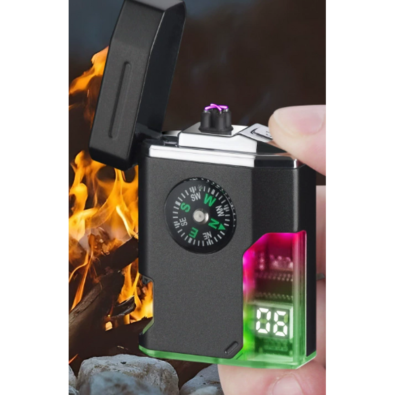USB Plasma Lighter Manufacturer - Smart Digital Display with LED Compass 3 in 1 Waterproof Windproof