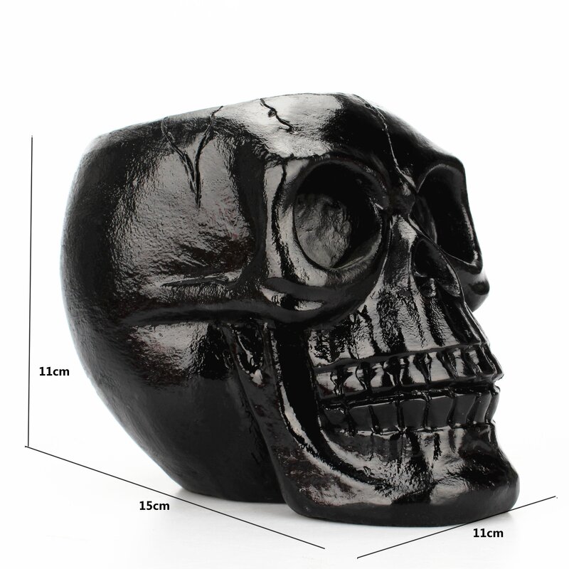 Pen Holder Manufacturer - Wholesale Resin Black Skull for Office Stationery Storage Horror Crafts Ornaments Buddhism Style