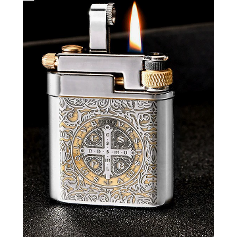 Kerosene Lighter Manufacturer - Constantine Men's Windproof Flint with Fine Engraving on White Copper