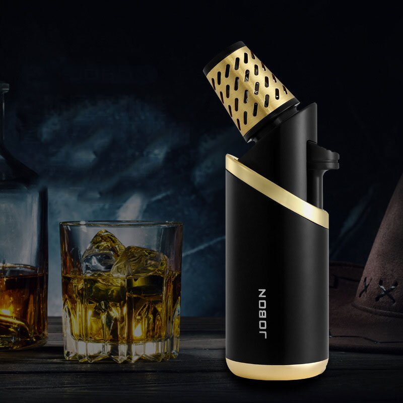 Cigar Lighter Manufacturer - Jobon Outdoor Torch Portable Refillable Butane Gas with Three Blue Flame Windproof