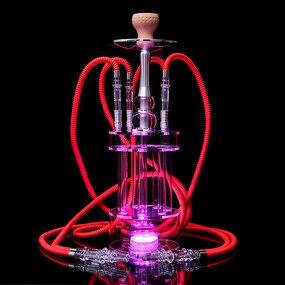 Acrylic Hookah Manufacturer - Gatling Four Pipe with Light Arabian Bar Hookah Set