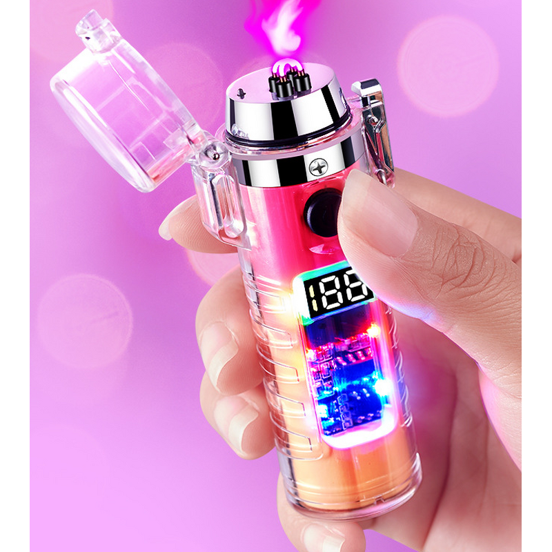 Dual-Use Arc Lighter Manufacturer - Transparent with Type-C Charging LED Flashlight Modern Design USB for Camping Hiking