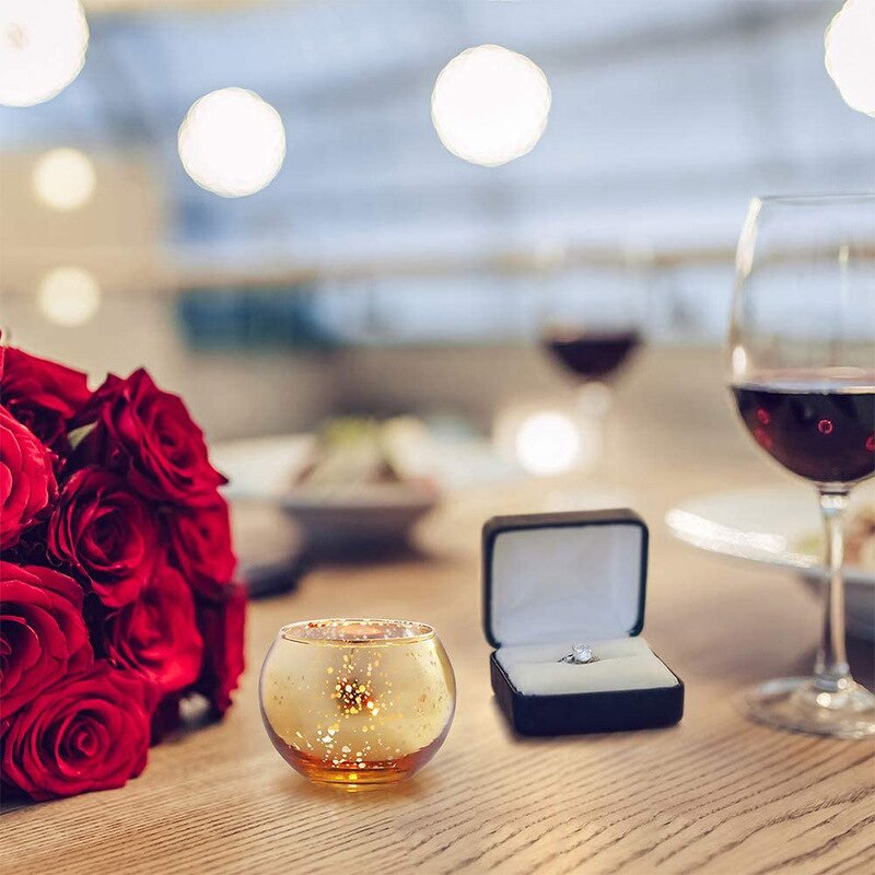 Candle Holders Manufacturer - 12pcs Valentines Dinner Jar Round Mercury Glass Votive for Wedding Centerpieces