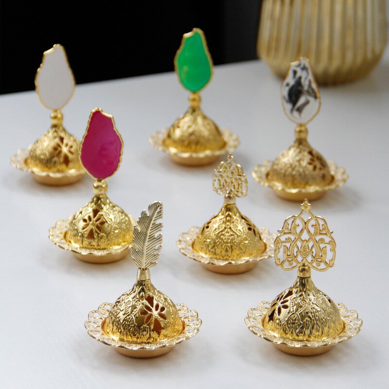 Incense Burner Manufacturer - Middle Eastern Style Small Mini Table Top Ornament Arabian Gold Metal