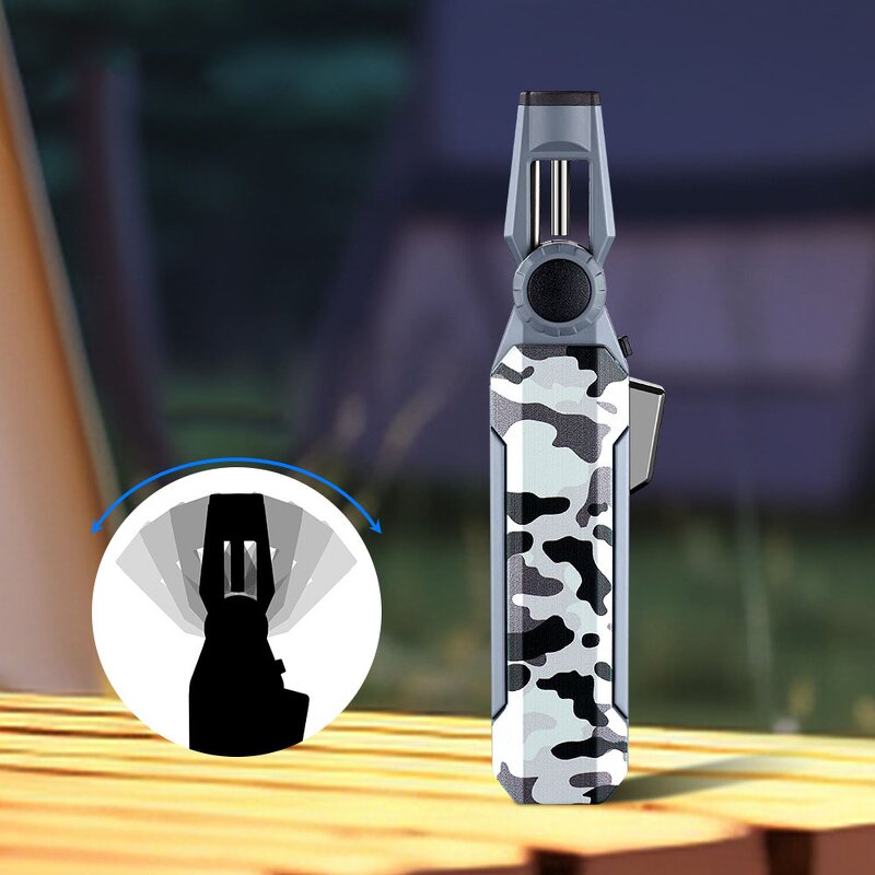 Cigar Lighter Manufacturer - Jobon Folding Windproof Adjustable Strong Blue Flame Metal with Modern Design for Outdoor Camping