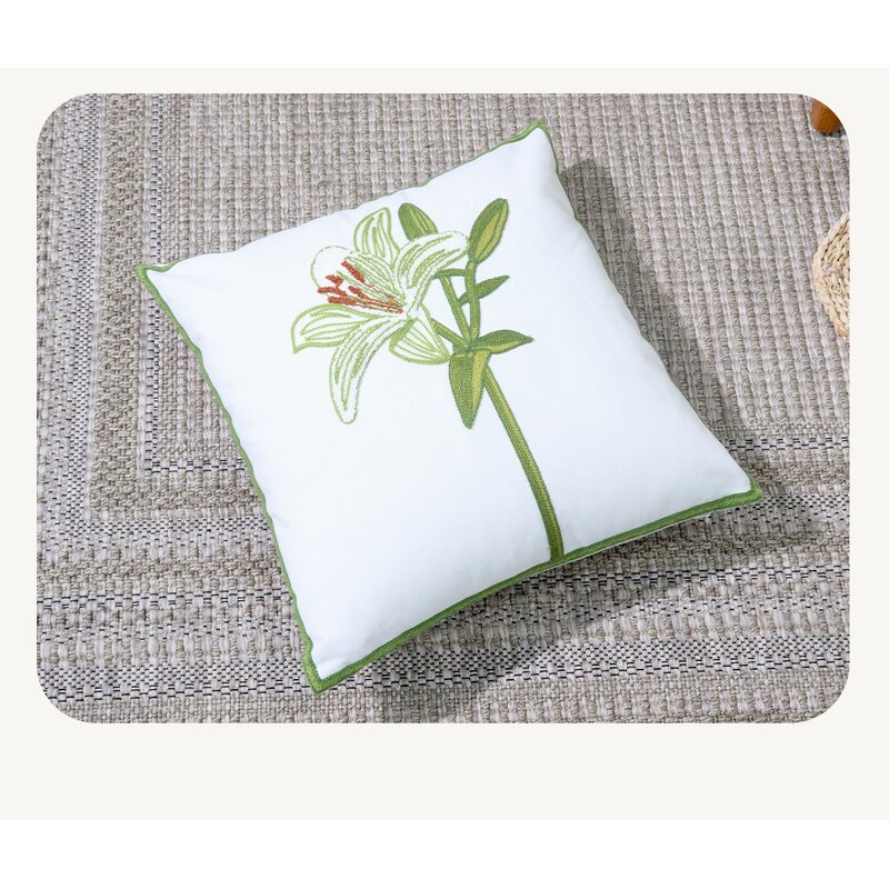 Sofa Cushion Manufacturer - Yellow Narcissus Garden Pillow Cotton Lily Embroidery Living Room Factory Customization