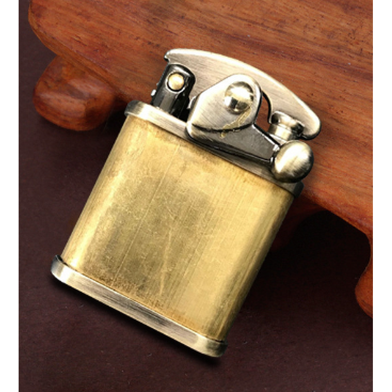 Kerosene Lighter Manufacturer - Wholesale Metal Windproof Brass Flip Flint High-grade Metal Grinding Wheel Could Add Wood Leather