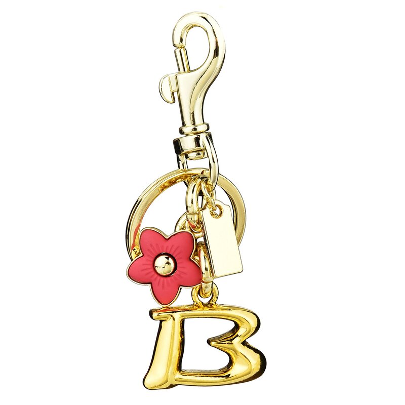 Bag Pendant Keychain Manufacturer - Letter B and C Cute Flower Metal Keychain