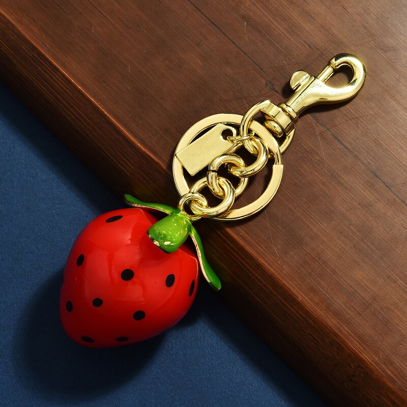 Keychain Manufacturer - Cute Metal Strawberry Pendant for Women Fruit-Themed Accessory