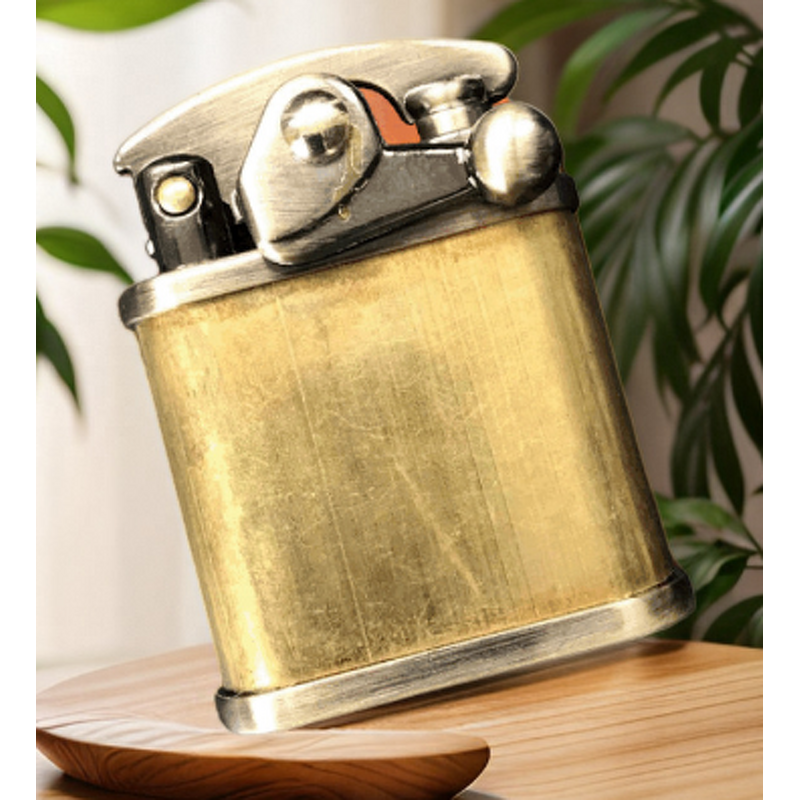 Kerosene Lighter Manufacturer - Wholesale Metal Windproof Brass Flip Flint High-grade Metal Grinding Wheel Could Add Wood Leather