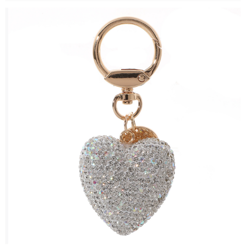 Keychain Manufacturer - Two-Tone Rhinestone Heart Fashionable Love Shape Bag Charm Cute Metal for Women Girls
