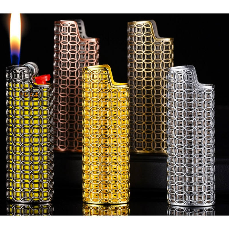Lighter Case Manufacturer - Filigree Enamel Openwork Protective Shell for J6 Lighters with Artistic Design