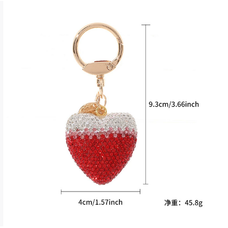 Keychain Manufacturer - Two-Tone Rhinestone Heart Fashionable Love Shape Bag Charm Cute Metal for Women Girls