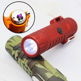 Electric Lighter Manufacturer - Wholesale Emergency Waterproof Survival with Torch USB Rechargeable Flashlight Double Arc for Camping