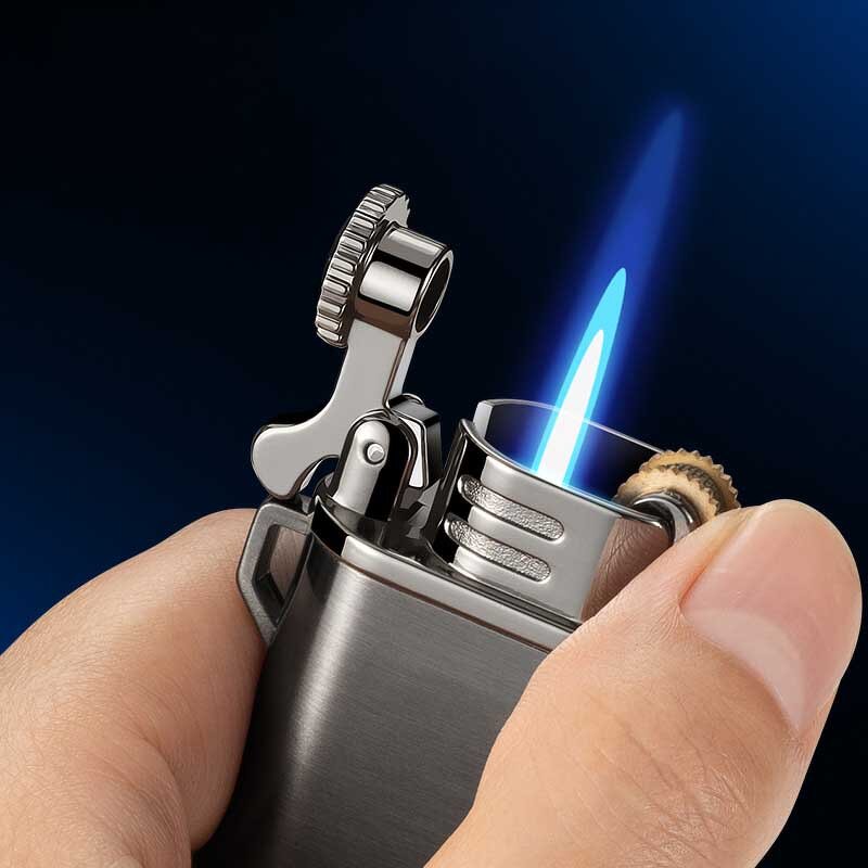 Metal Lighter Manufacturer - Wholesale Grinding Wheel Blue Flame Windproof Gas for Cigarette