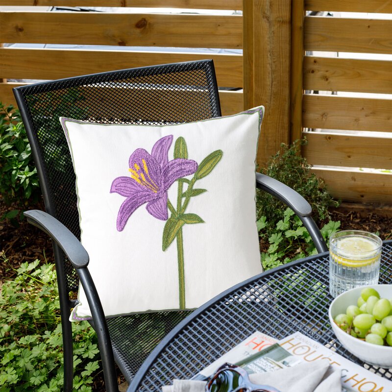 Pillow Cover Manufacturer - Cotton Green Embroidered Fresh Lily Flower Home Decoration Wholesale Customizable