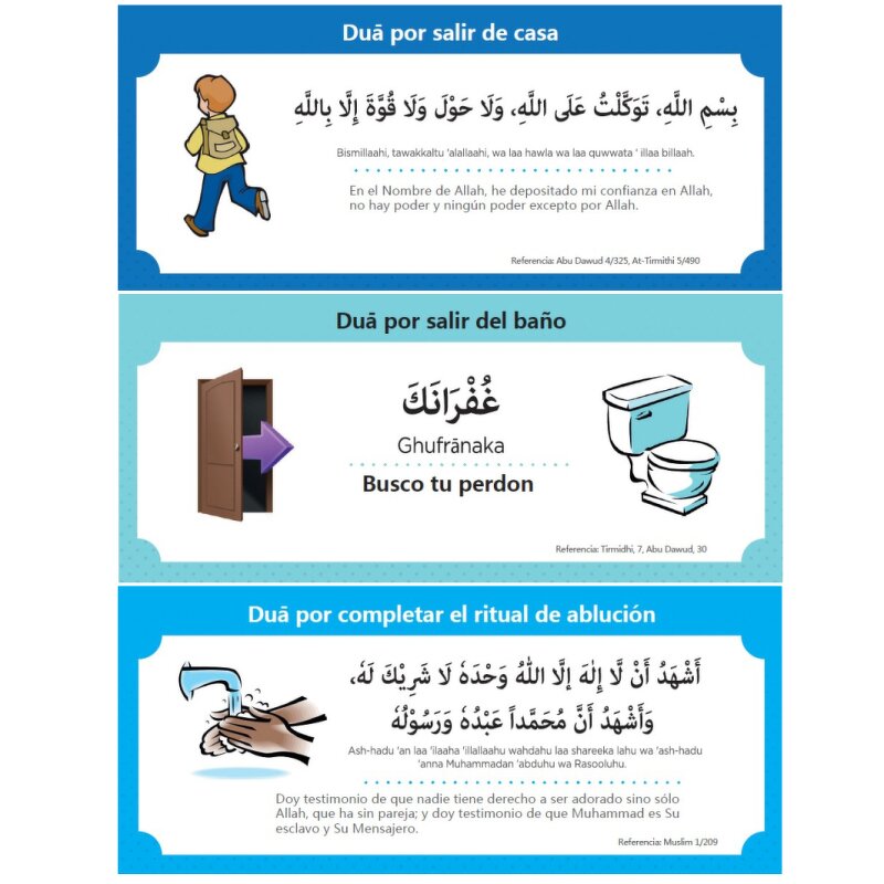 Sticker Manufacturer - Spain Language and Arabic Quotes 19 Pcs Muslim Family Dua Islam Kids Education Learning Cards