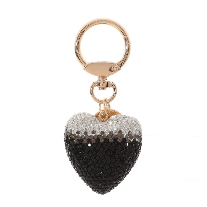 Keychain Manufacturer - Two-Tone Rhinestone Heart Fashionable Love Shape Bag Charm Cute Metal for Women Girls