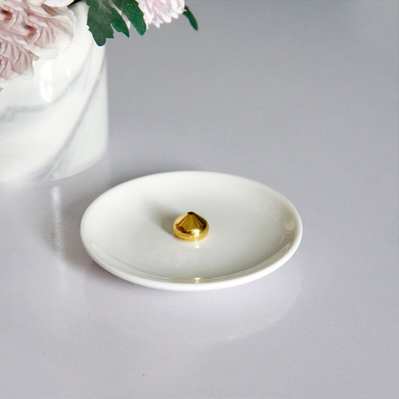 Incense Stick Burner Manufacturer - Modern Simple White Gold with Ash Catcher Middle East Arab Ceramic Holder