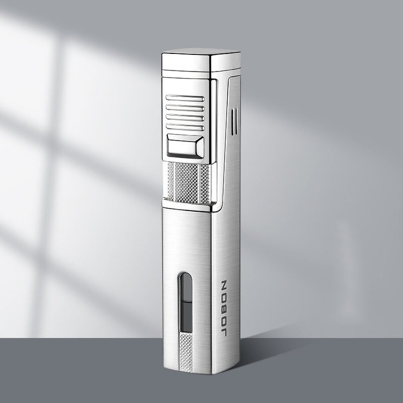 Cigar Lighter Manufacturer - Jobon High-End Metal Single Blue Flame Compact and Portable Square Design
