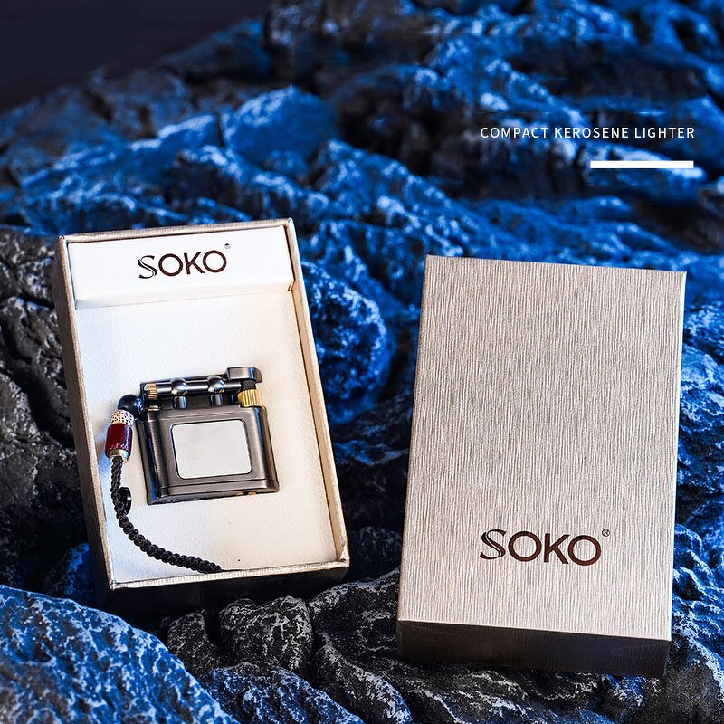 Mini Kerosene Lighter Manufacturer - Compact Exquisite Classic Design Alloy Material Arm Lift Old-Fashioned Grinding Wheel