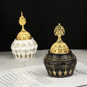 Incense Burner Manufacturer - Arabian Style Creative Home Decoration Hollow Pot Cover Resin Ornaments Aromatherapy Stove