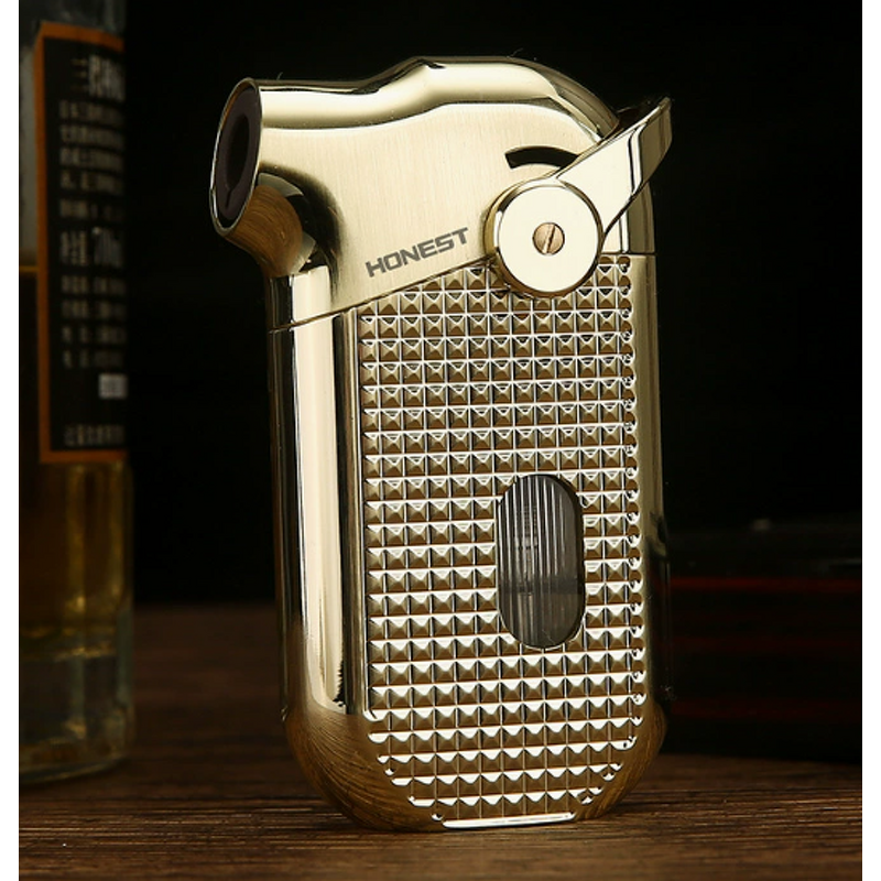 Lighter Manufacturer - Creative Windproof Straight Blue Flame Inflatable Metal Igniter for Cigarettes Business Gifts