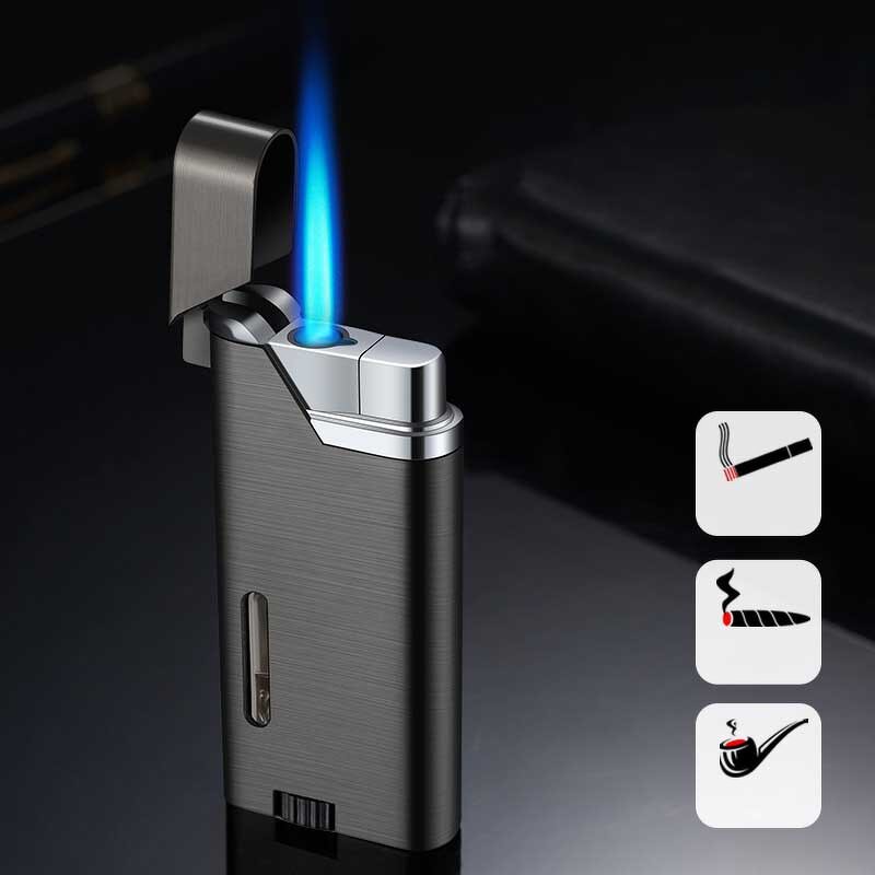 Metal Lighter Manufacturer - Wholesale Laser Custom Blue Flame Windproof Gas for Cigarette