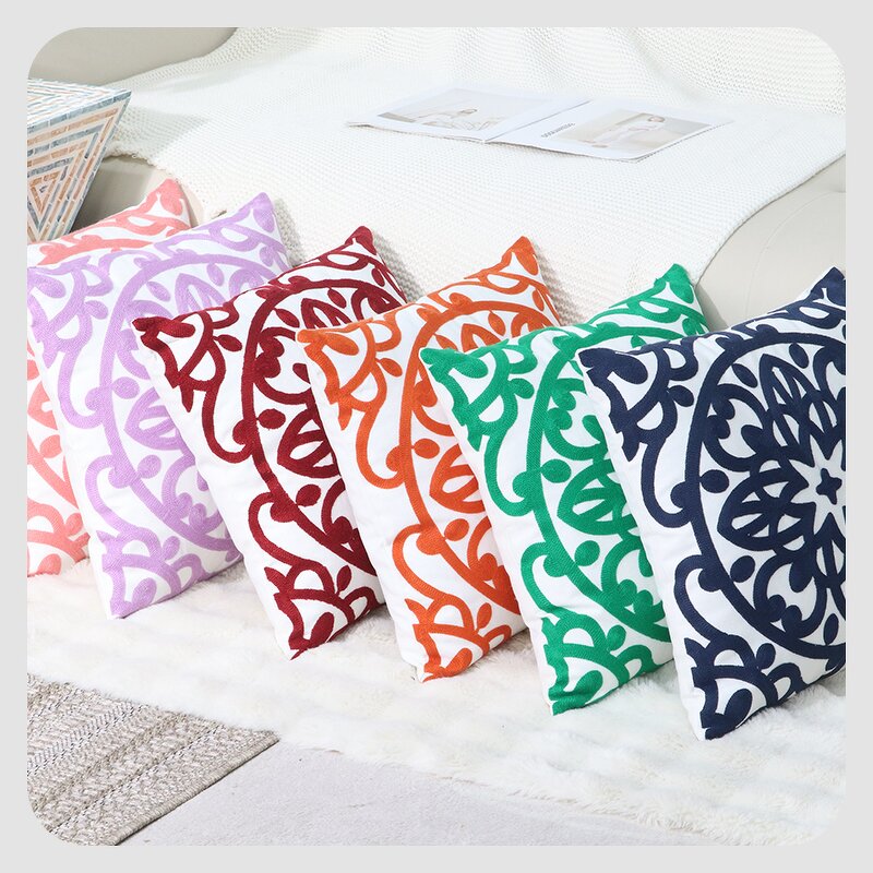 Sofa Pillowcase Manufacturer - Geometric Embroidery Simple and Luxurious Headboard Cushion Living Room Waist Protection