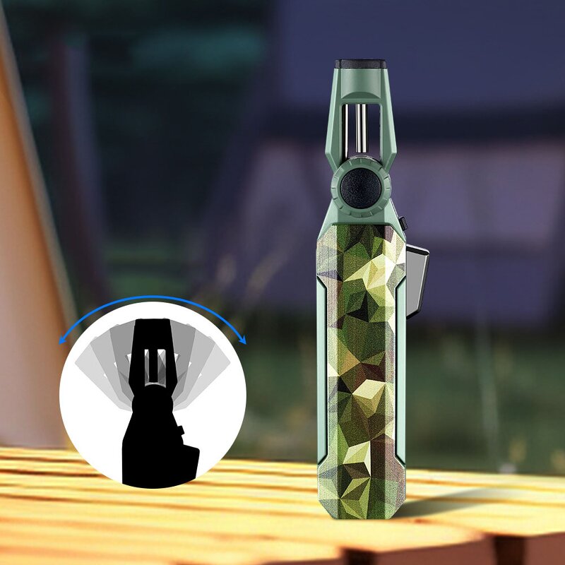Cigar Lighter Manufacturer - Jobon Folding Windproof Adjustable Strong Blue Flame Metal with Modern Design for Outdoor Camping