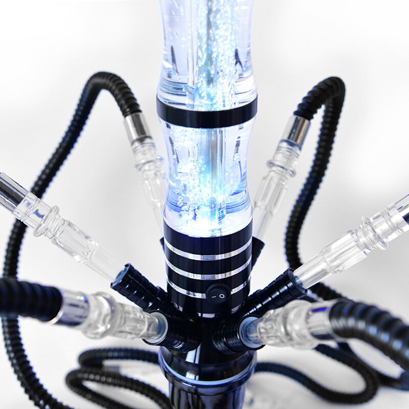 Acrylic Hookah Manufacturer - Large Size 6-Tube with Light Bar Dazzling Rechargeable Shisha