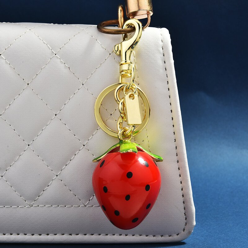 Keychain Manufacturer - Cute Metal Strawberry Pendant for Women Fruit-Themed Accessory