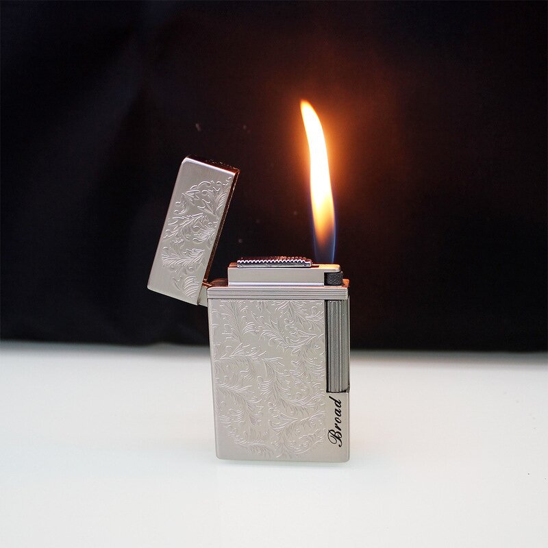 Lighter Manufacturer - Broad Metal Embossed Rich Flower with Butane Open Flame Steel Voice for Cigarettes